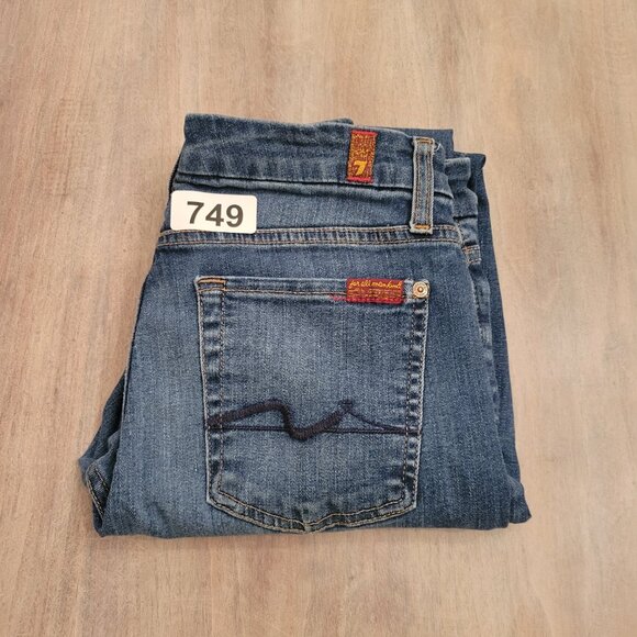 7 For All Mankind Gwenevere Cropped Jeans Stretch Blue Women’s Size 29 - Picture 11 of 11